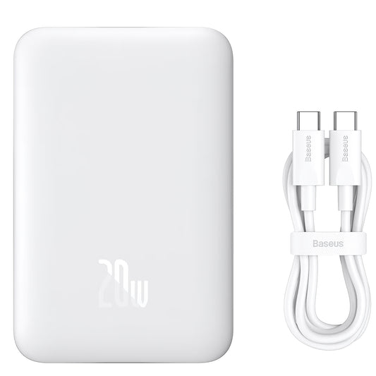 Spoljna baterija Baseus Magnetic Mini, 10000mAh, 20W, PD + FQI, 1 x USB-C, Bela P10059001223-00