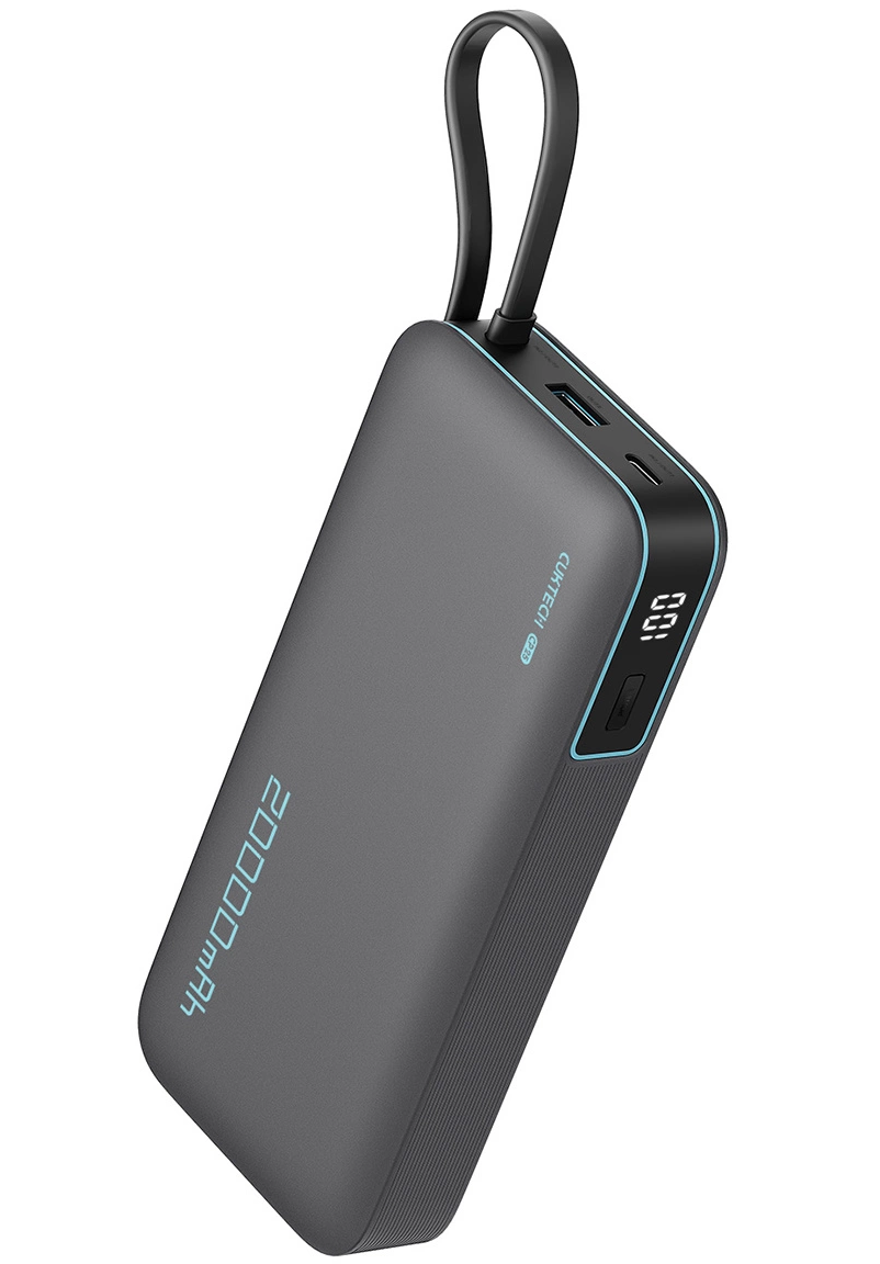 Spoljna baterija Cuktech, 20000mAh, 55W, QC + PD, 1 x USB-A - 2 x USB-C, Siva CUKP200NGLDG