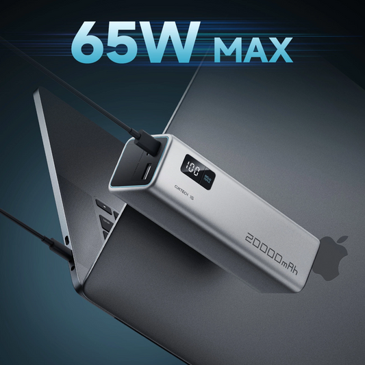 Eksterna baterija Cuktech, 20000mAh, 100W, QC + PD, 1 x USB-A - 2 x USB-C, Siva CUKP200XGLGR