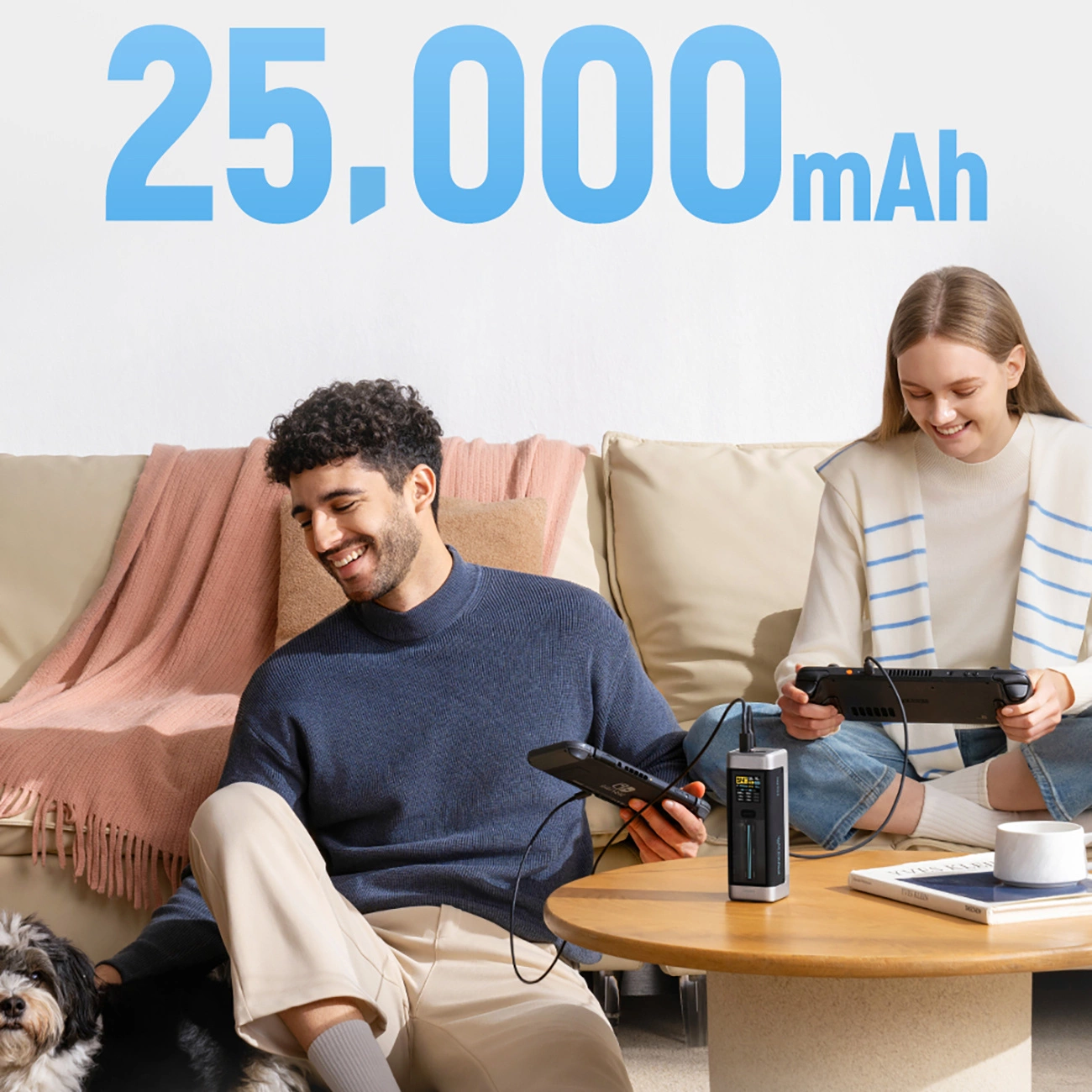 Eksterna baterija Cuktech, 25000mAh, 210W, QC + PD, 1 x USB-A - 2 x USB-C, Crna CUK00P23GLBK