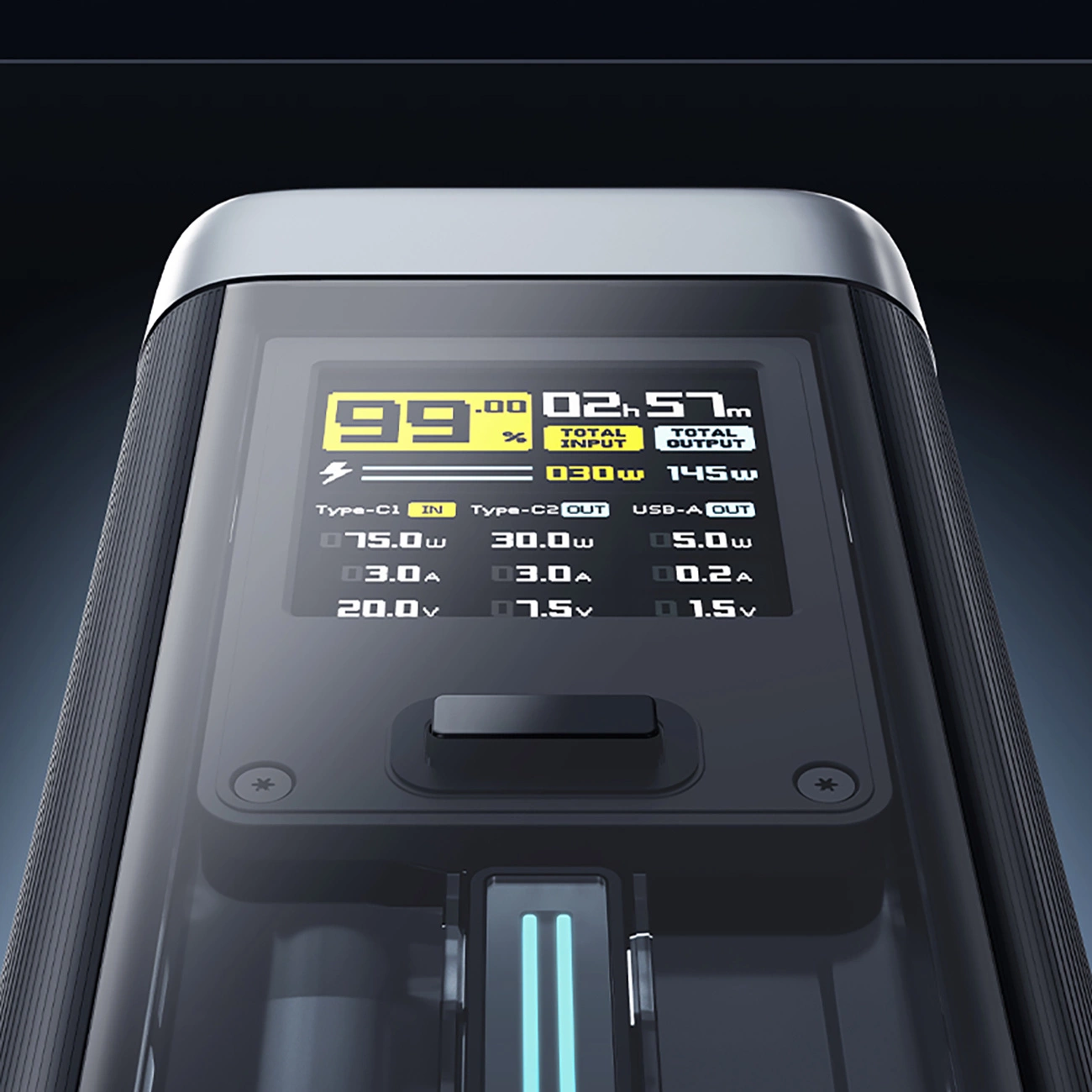 Eksterna baterija Cuktech, 25000mAh, 210W, QC + PD, 1 x USB-A - 2 x USB-C, Crna CUK00P23GLBK