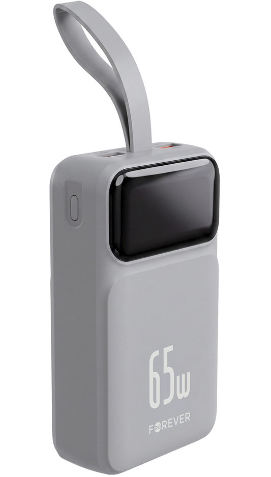 Eksterna baterija Forever Vibe-TB65, 20000mAh, 65W, QC + PD, 2 x USB-A - 2 x USB-C, Siva
