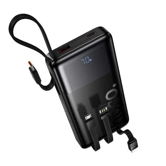 Eksterna baterija HOCO J156 Founder, 10000mAh, 22.5W, QC + PD, 1 x Lightning - 1 x microUSB - 1 x USB-A - 2 x USB-C, Crna