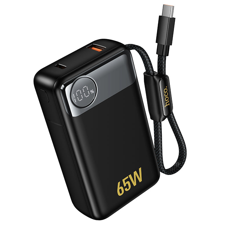 Eksterni punjač HOCO Q53, 12000mAh, 65W, QC + PD, 1 x USB-A - 2 x USB-C, Crna
