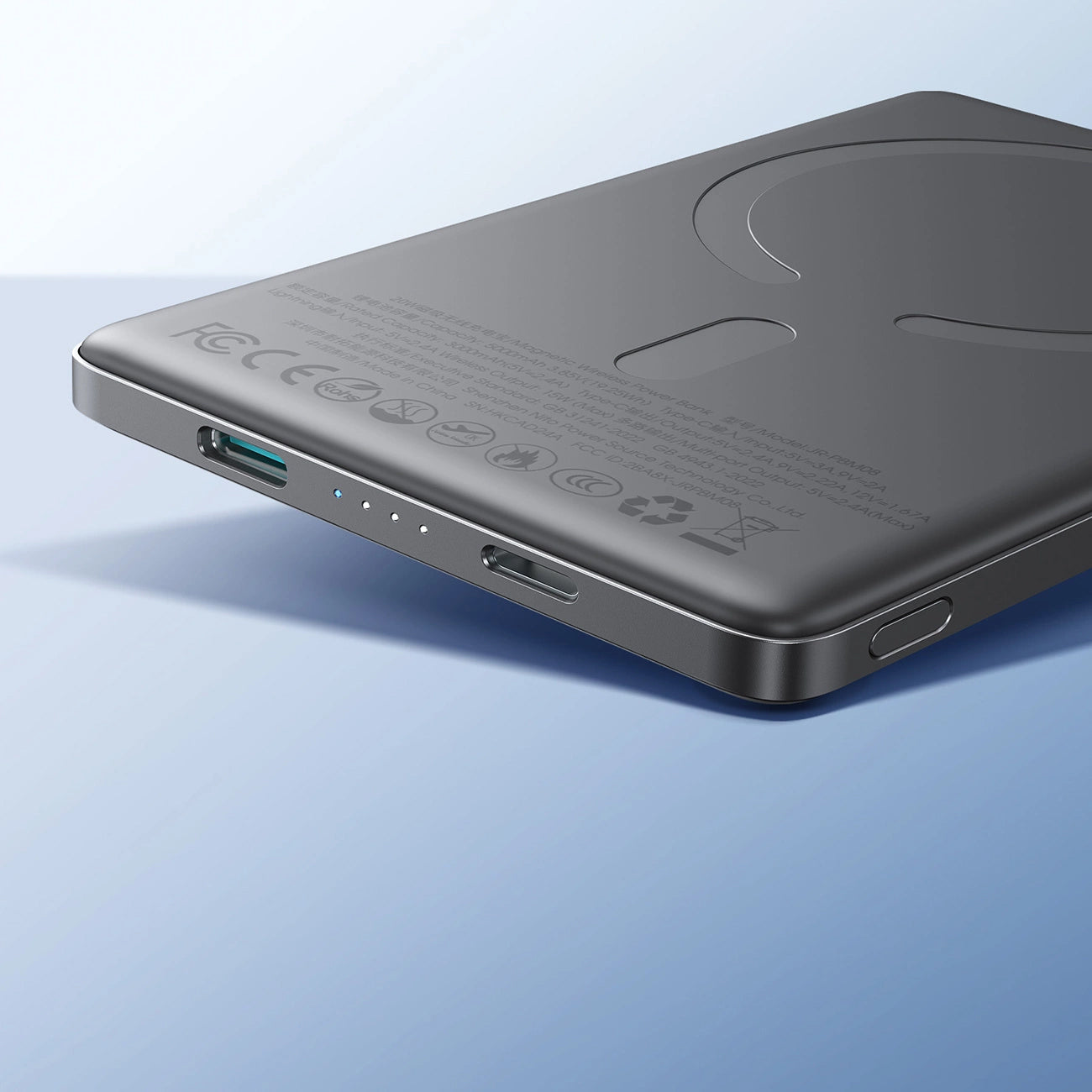 Spoljna baterija Wireless Joyroom JR-PBM08, 5000mAh, 20W, PD + FQI, 1 x QI - 1 x USB-C, Siva