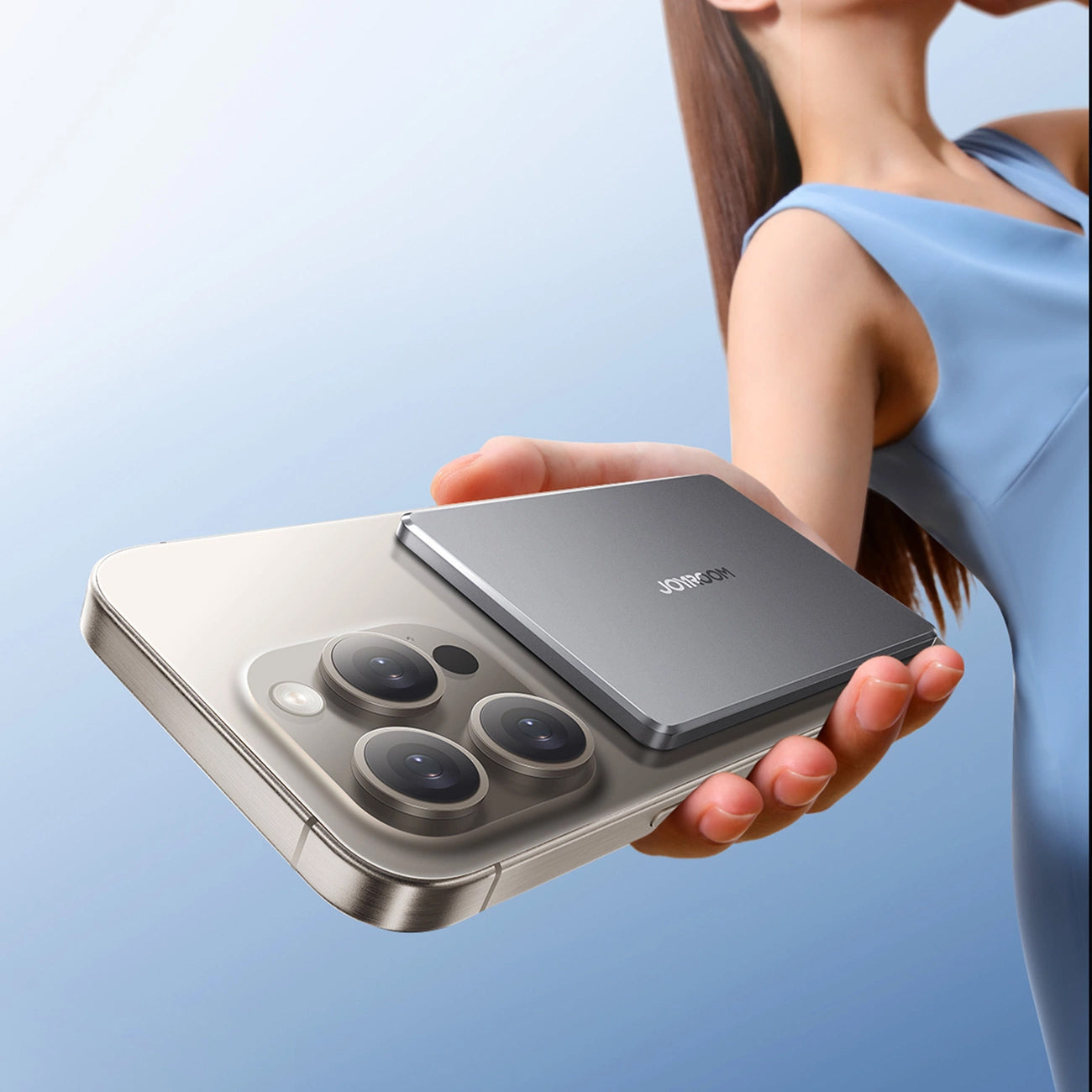 Spoljna baterija Wireless Joyroom JR-PBM08, 5000mAh, 20W, PD + FQI, 1 x QI - 1 x USB-C, Siva