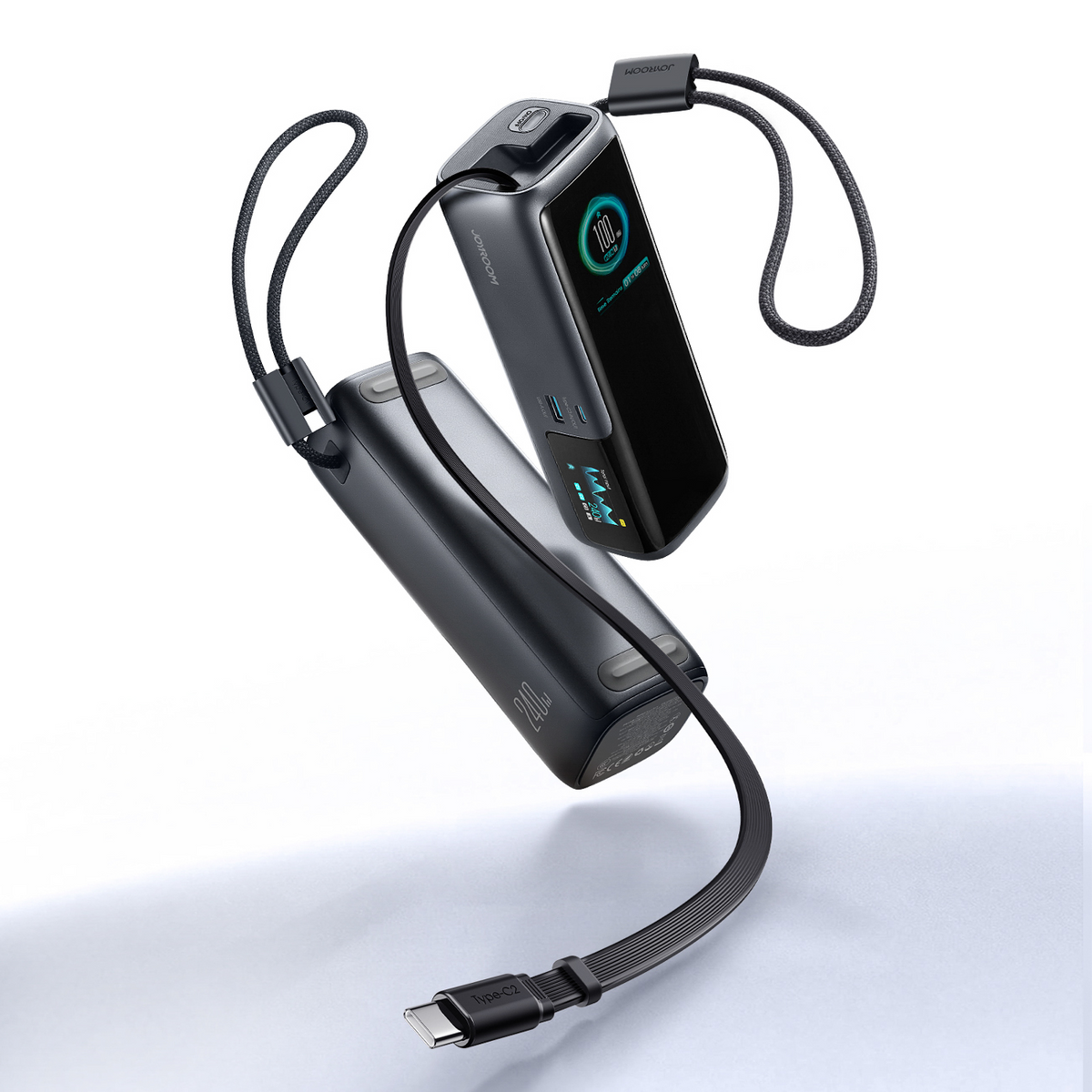 Eksterna baterija Joyroom PODIX PR70, 25000 mAh, 240 W, QC + PD, 1 x USB-A – 3 x USB-C, crna