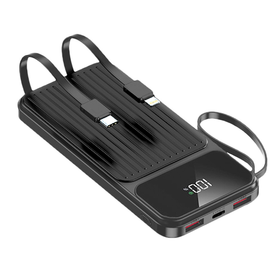 Eksterna baterija MaXlife MXPB-06, 10000mAh, 22.5W, QC + PD, 1 x Lightning - 2 x USB-A - 2 x USB-C, Crna