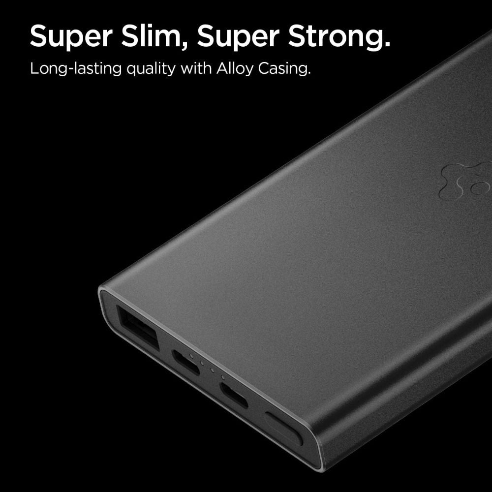 Spoljna baterija Spigen Essential, 10000mAh, 22.5W, QC + PD, 1 x USB-A - 2 x USB-C, Crna ABA09431