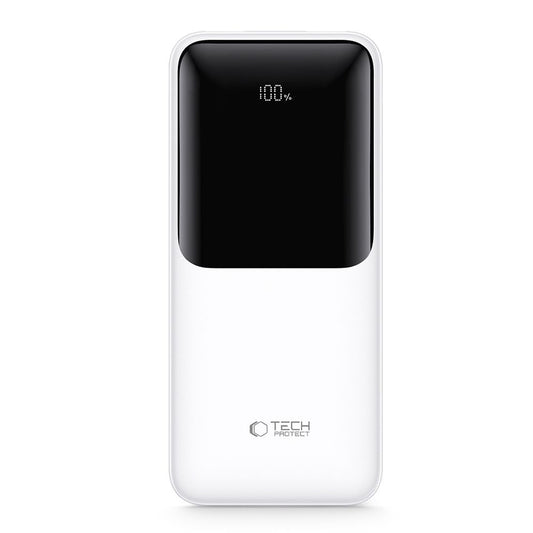 Eksterna baterija Tech-Protect PB01, 10000mAh, 22.5W, QC + PD, 1 x USB-C - 2 x USB-A, Bela