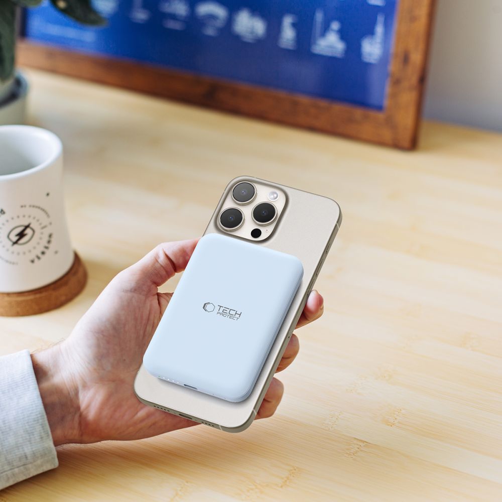 Eksterna Baterija Wireless Tech-Protect PB10 LifeMag, 5000mAh, 15W, PD + FQI, 1 x QI - 1 x USB-C, Plava