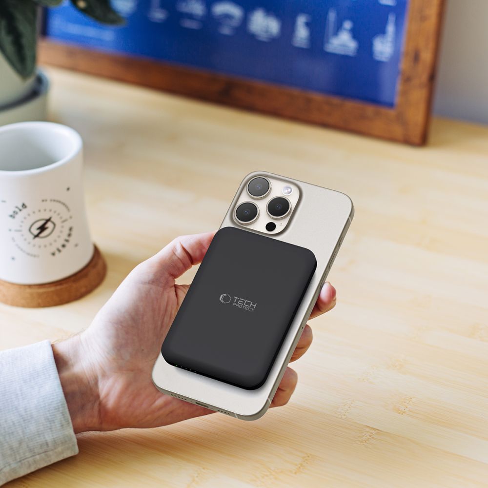 Eksterna Baterija Wireless Tech-Protect PB10 LifeMag, 5000mAh, 15W, PD + FQI, 1 x QI - 1 x USB-C, Crna