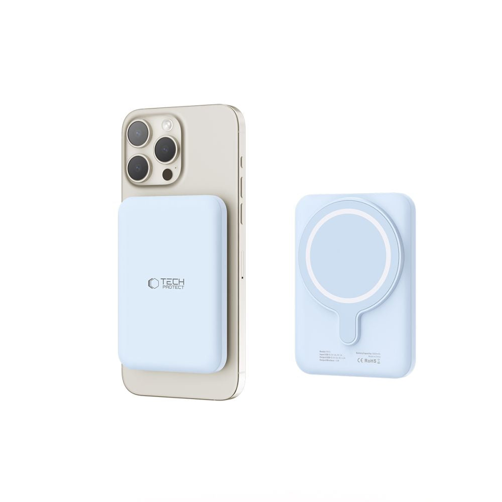 Eksterna Baterija Wireless Tech-Protect PB10 LifeMag, 5000mAh, 15W, PD + FQI, 1 x QI - 1 x USB-C, Plava