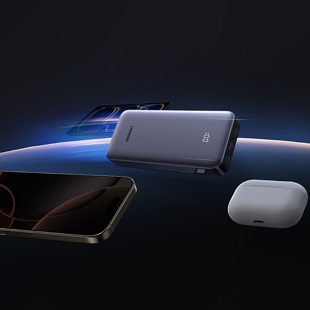 Eksterna baterija UGREEN Nexode PB532 (55989B), 20000mAh, 30W, QC + PD, 1 x USB-A - 2 x USB-C, Siva