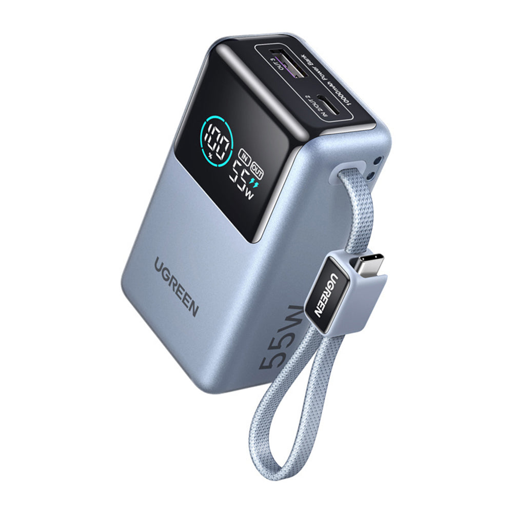 Eksterni punjač UGREEN Nexode Pro PB727 (75701B), 10000mAh, 55W, QC + PD, 1 x USB-A - 2 x USB-C, Siva