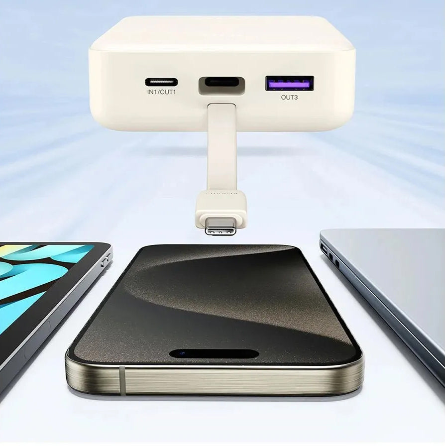 Eksterna baterija UGREEN PB521, 20000mAh, 30W, QC + PD, 1 x USB-A - 2 x USB-C, Bela