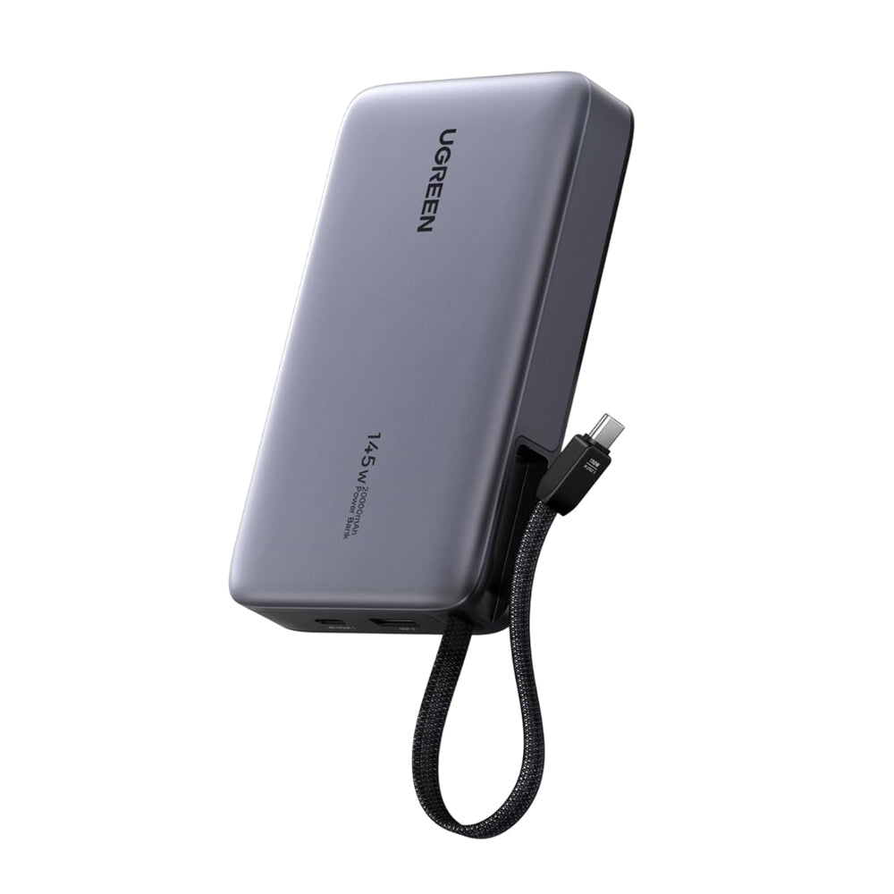 Spoljna baterija UGREEN PB551 (55992B), 20000mAh, 145W, QC + PD, 1 x USB-A - 2 x USB-C, Siva