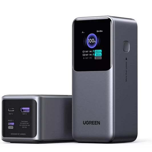 Spoljna baterija UGREEN PB721, 20000mAh, 130W, QC + PD, 1 x USB-A - 2 x USB-C, Siva