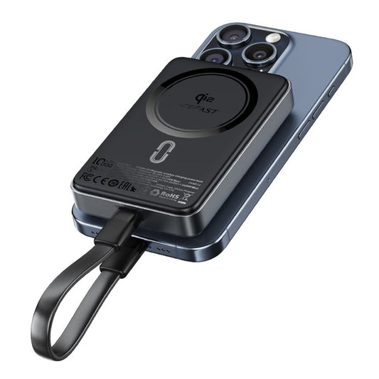 Bežična eksterna baterija Acefast M11, 10000mAh, 30W, PD + FQI, 1 x QI - 1 x USB-C, Crna