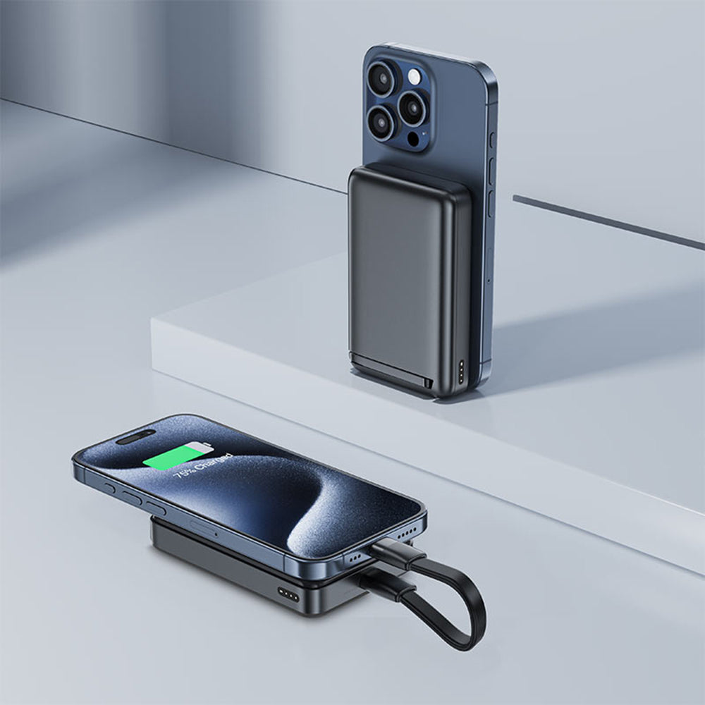 Bežična eksterna baterija Acefast M11, 10000mAh, 30W, PD + FQI, 1 x QI - 1 x USB-C, Crna