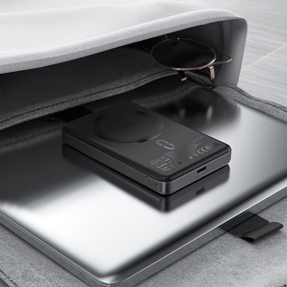 Spoljna bežična baterija Acefast M12, 10000mAh, 20W, PD + FQI, 1 x QI - 1 x USB-C, Crna