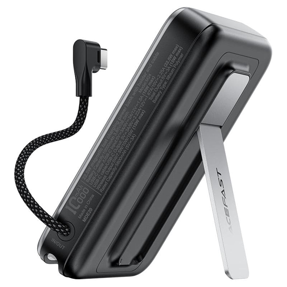 Spoljna bežična baterija Acefast M24, 10000mAh, 22.5W, PD + FQI, 1 x QI - 2 x USB-C, Siva