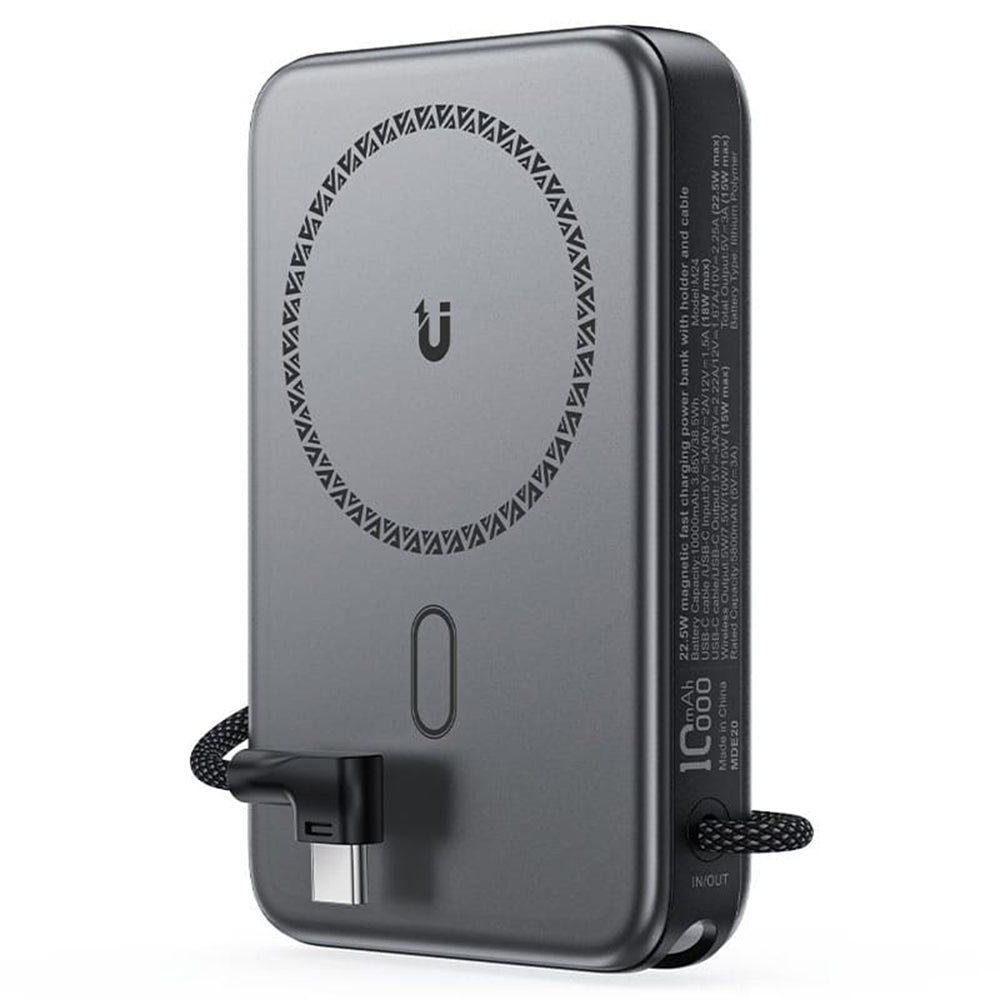 Spoljna bežična baterija Acefast M24, 10000mAh, 22.5W, PD + FQI, 1 x QI - 2 x USB-C, Siva