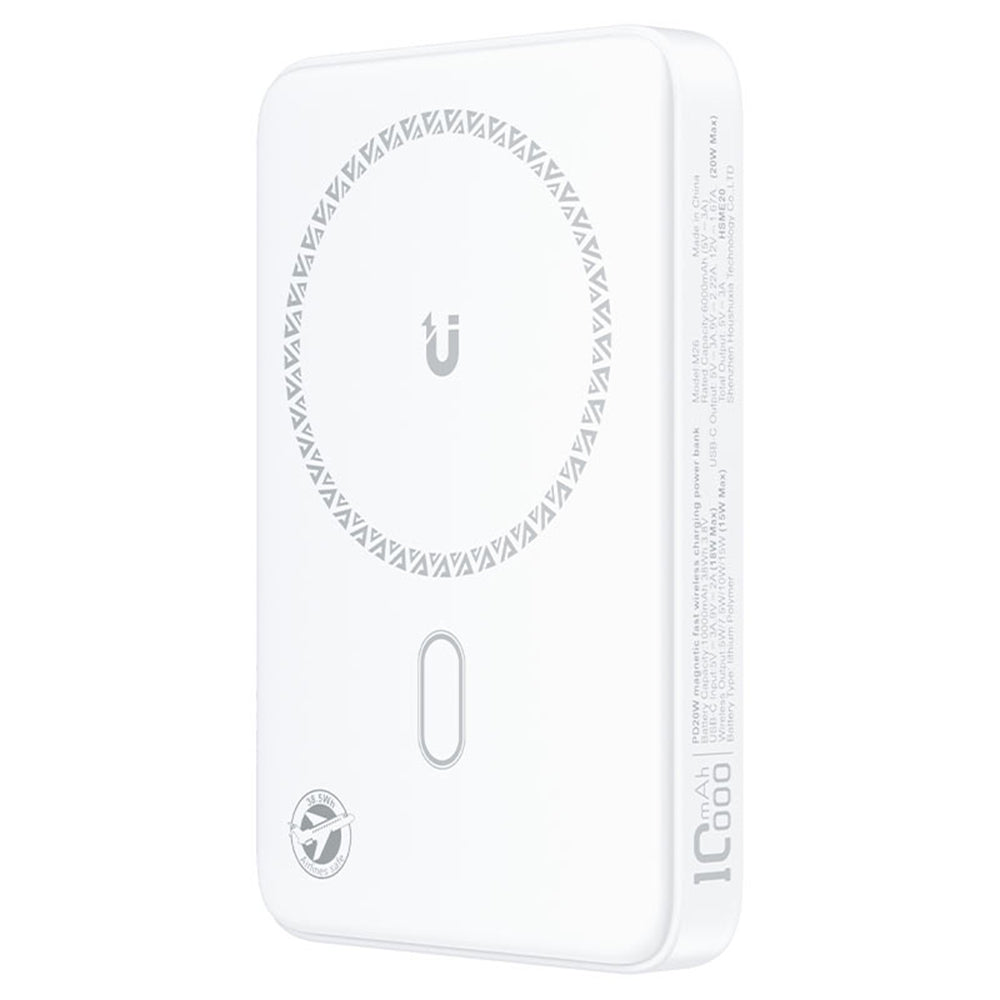 Spoljna baterija Wireless Acefast M26, 10000mAh, 20W, PD + FQI, 1 x QI - 1 x USB-C, Bela