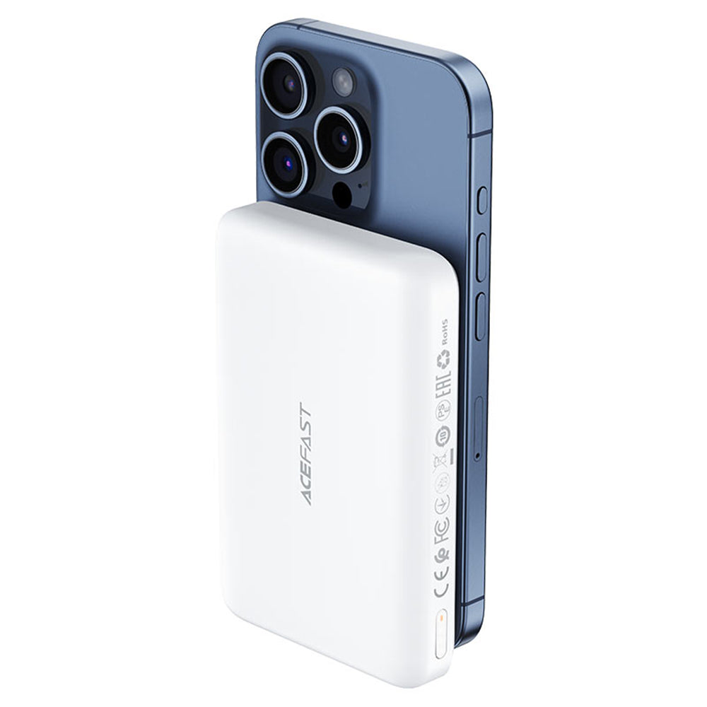 Spoljna baterija Wireless Acefast M26, 10000mAh, 20W, PD + FQI, 1 x QI - 1 x USB-C, Bela