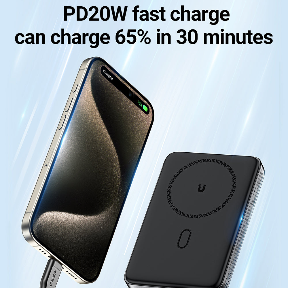 Spoljna Baterija Wireless Acefast M6, 10000mAh, 20W, PD + FQI, 1 x QI - 1 x USB-C, Crna