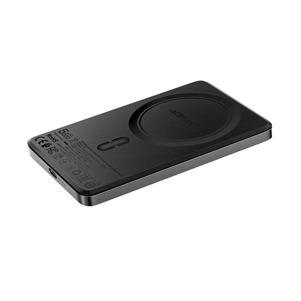 Spoljna baterija Wireless Acefast M8, 5000mAh, 18W, PD + FQI, 1 x QI - 1 x USB-C, Crna