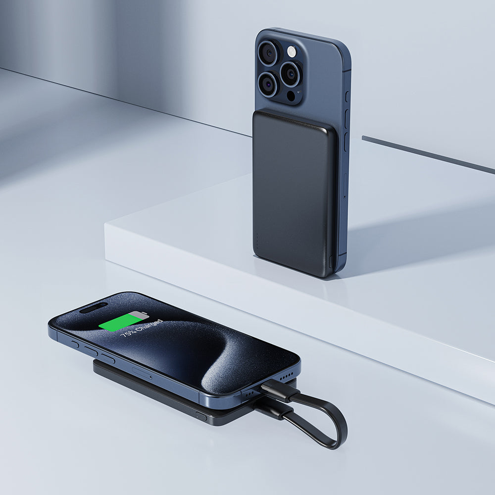 Spoljna baterija Wireless Acefast M8, 5000mAh, 18W, PD + FQI, 1 x QI - 1 x USB-C, Crna