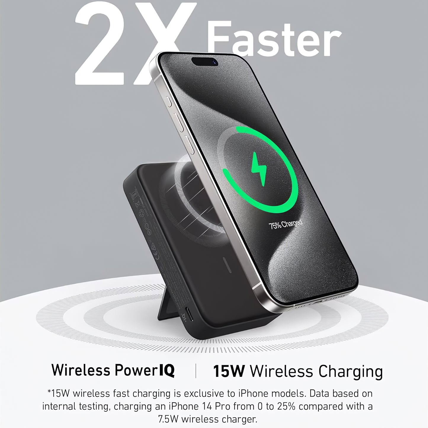 Spoljna Baterija Bežična Anker MagGo, 10000mAh, 27W, PD + FQI, 1 x QI - 1 x USB-C, Crna A1654G11