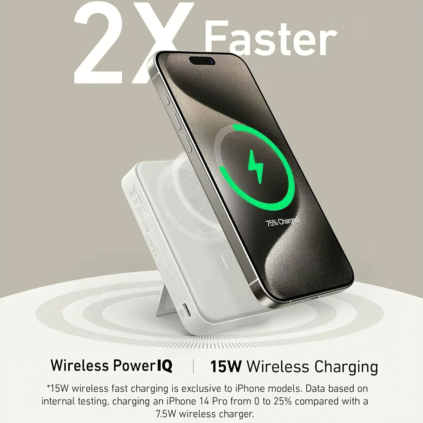 Eksterna baterija bežična Anker MagGo, 10000mAh, 27W, PD + FQI, 1 x QI - 1 x USB-C, bela A1654G21