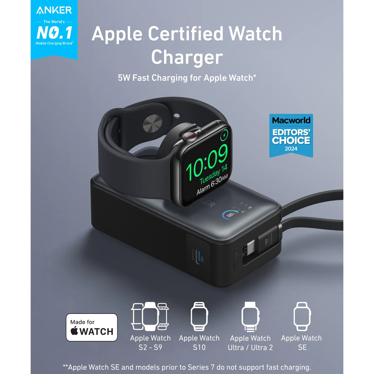Spoljna bežična baterija Anker MagGo, 10000mAh, 35W, PD + QI, 1 x QI - 2 x USB-C, Crna A1657H11