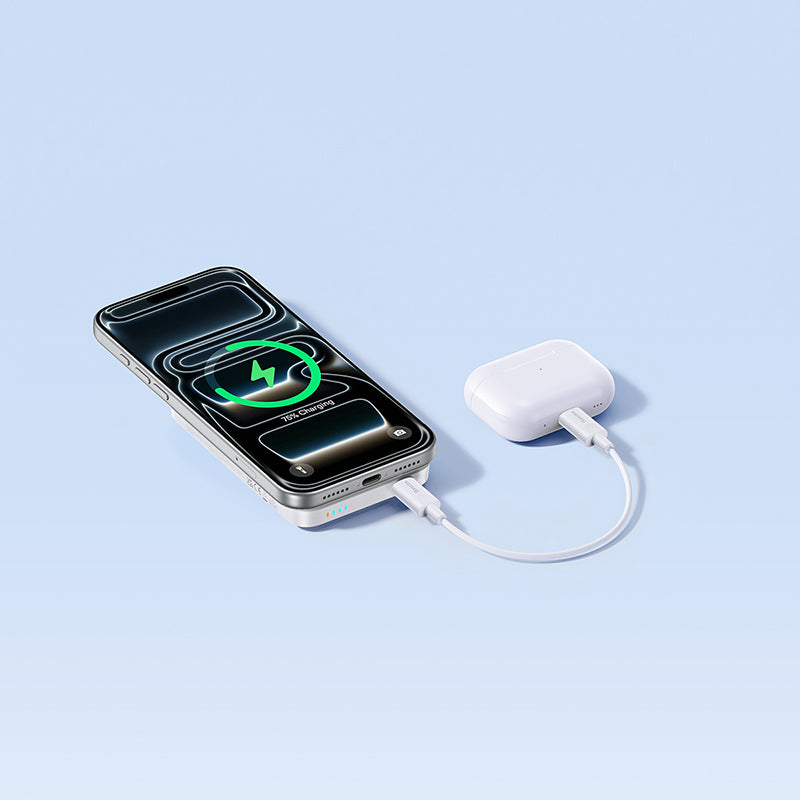 Bežična eksterna baterija Baseus EnerFill FM11, 10000mAh, 30W, PD + FQI, 1 x QI - 1 x USB-C, Bela