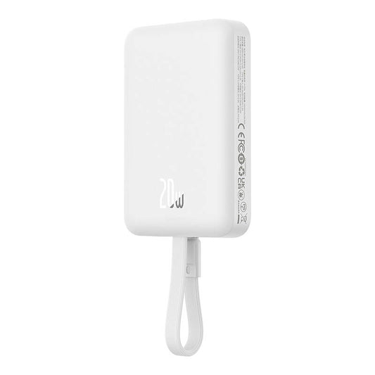 Spoljna Baterija Wireless Baseus Magnetic Mini, 10000mAh, 20W, PD + FQI, 1 x Lightning - 1 x QI - 1 x USB-C, Bela P10022109223-00