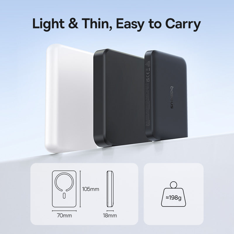 Bežična eksterna baterija Baseus EnerFill FM11, 10000mAh, 30W, PD + FQI, 1 x QI - 1 x USB-C, Crna