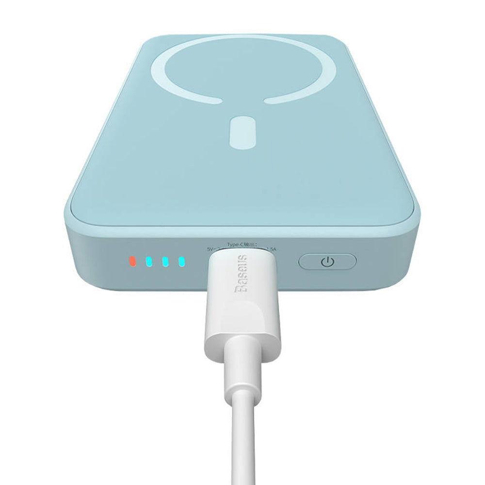Spoljna bežična baterija Baseus Magnetic Mini, 10000mAh, 20W, PD + FQI, 1 x QI - 1 x USB-C, Plava PPCX110103