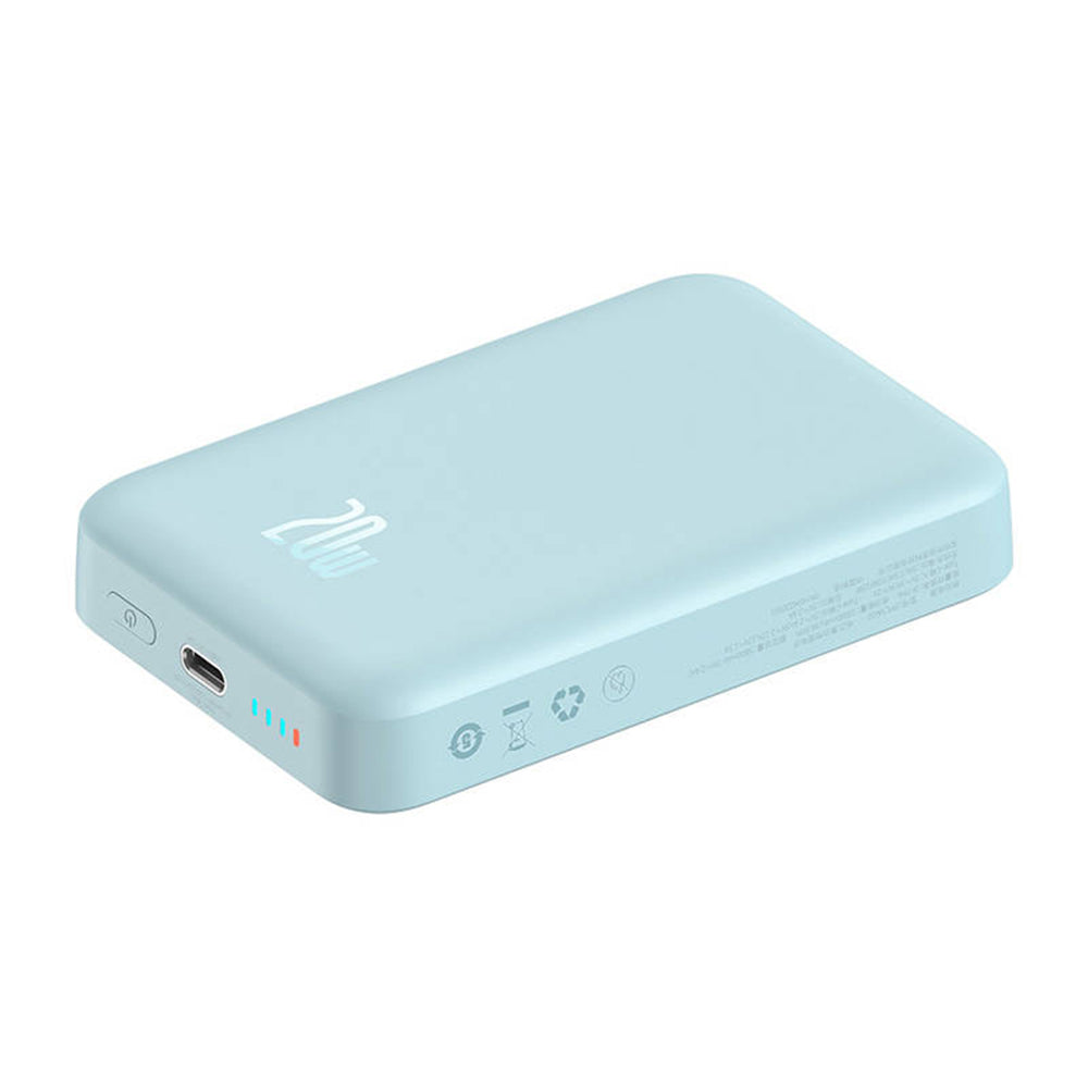 Spoljna bežična baterija Baseus Magnetic Mini, 10000mAh, 20W, PD + FQI, 1 x QI - 1 x USB-C, Plava PPCX110103