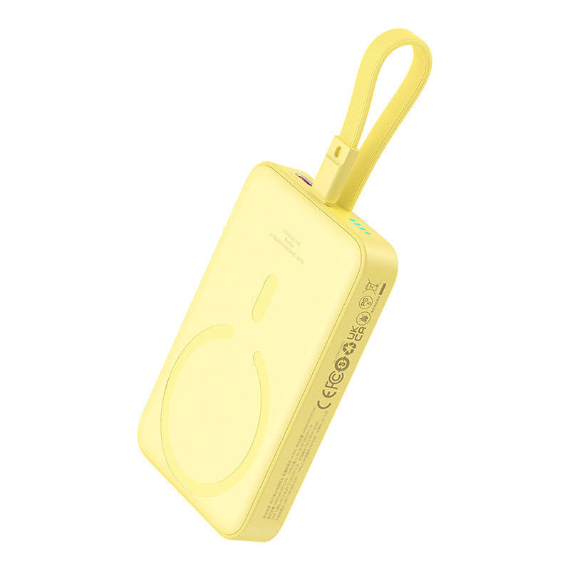 Spoljna bežična baterija Baseus Magnetic Mini, 10000mAh, 20W, PD + FQI, 1 x Lightning - 1 x QI - 1 x USB-C, Žuta P10022109Y23-00