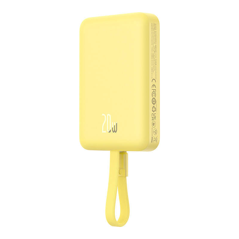 Spoljna bežična baterija Baseus Magnetic Mini, 10000mAh, 20W, PD + FQI, 1 x Lightning - 1 x QI - 1 x USB-C, Žuta P10022109Y23-00