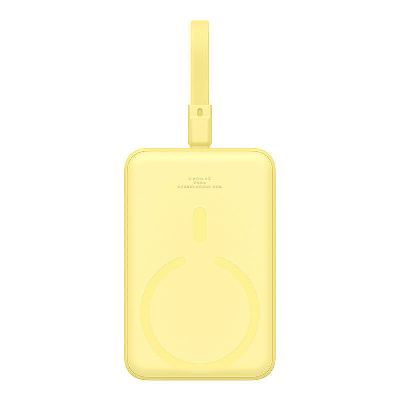 Spoljna bežična baterija Baseus Magnetic Mini, 10000mAh, 20W, PD + FQI, 1 x Lightning - 1 x QI - 1 x USB-C, Žuta P10022109Y23-00