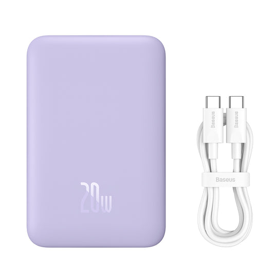 Spoljna bežična baterija Baseus Magnetic Mini, 10000mAh, 20W, PD + FQI, 1 x QI - 1 x USB-C, Ljubičasta PPCX110105