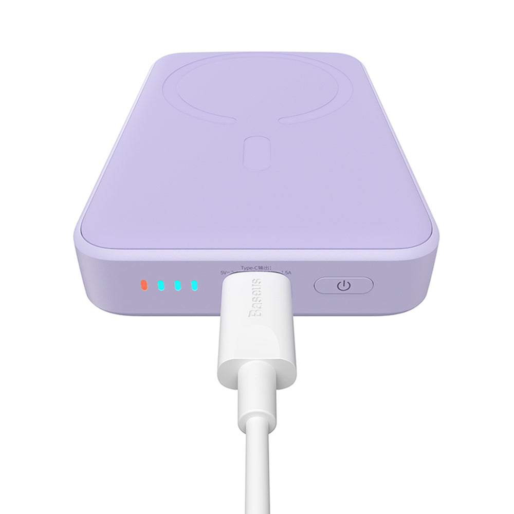 Spoljna bežična baterija Baseus Magnetic Mini, 10000mAh, 20W, PD + FQI, 1 x QI - 1 x USB-C, Ljubičasta PPCX110105