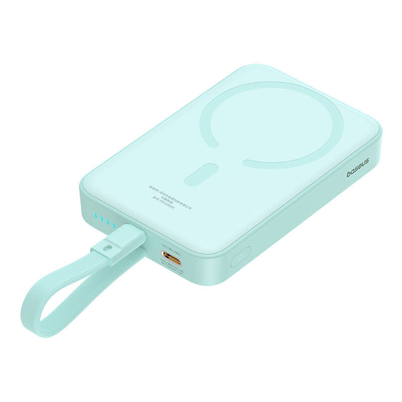 Spoljna baterija Wireless Baseus Magnetic Mini, 10000mAh, 20W, PD + FQI, 1 x Lightning - 1 x QI - 1 x USB-C, Zelena P10022109333-00