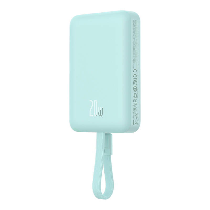 Spoljna baterija Wireless Baseus Magnetic Mini, 10000mAh, 20W, PD + FQI, 1 x Lightning - 1 x QI - 1 x USB-C, Zelena P10022109333-00