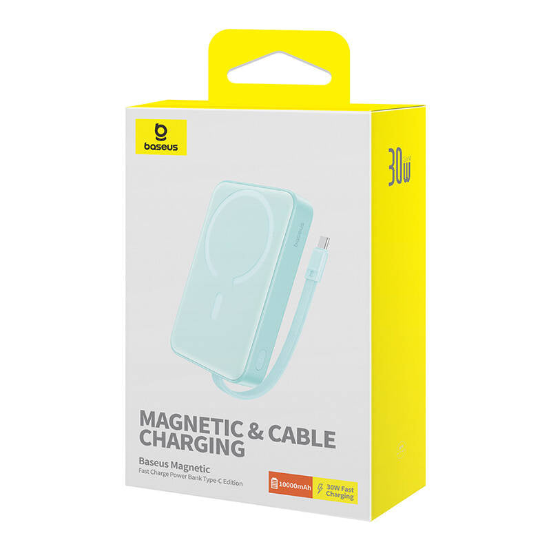 Spoljna bežična baterija Baseus Magnetic Mini, 10000mAh, 30W, PD + FQI, 1 x Lightning - 1 x QI - 1 x USB-C, Plava P1002210B333-00