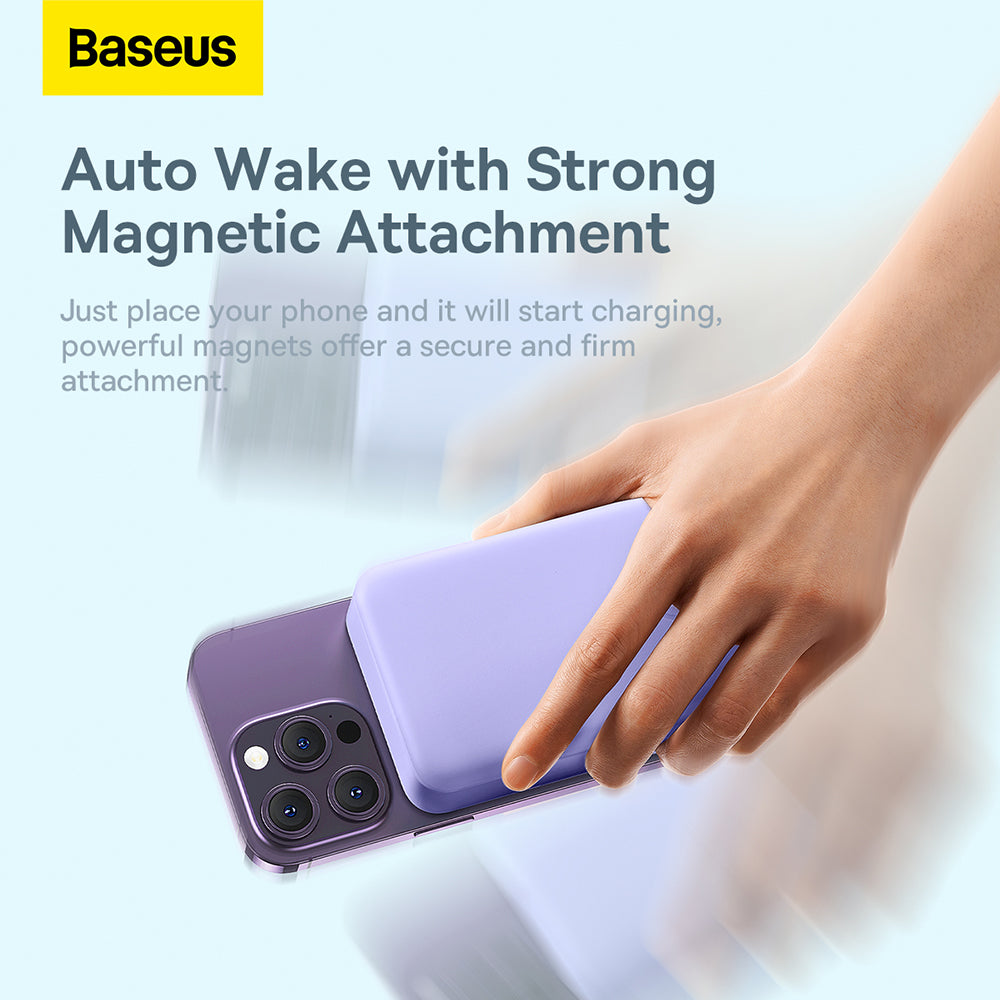 Spoljna Bežična Baterija Baseus Magnetic Mini, 20000mAh, 20W, PD + FQI, 1 x QI - 1 x USB-C, Ljubičasta PPCX150005