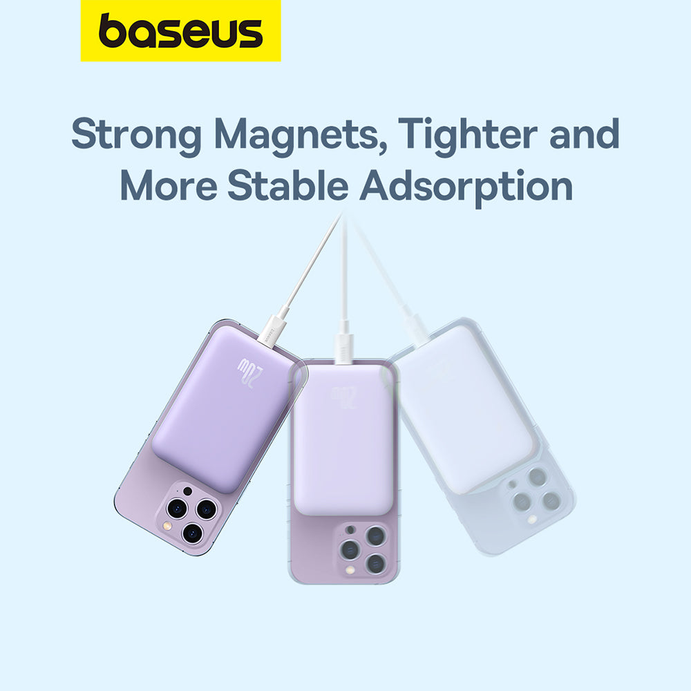 Spoljna bežična baterija Baseus Mini Air, 6000mAh, 20W, PD + FQI, 1 x QI - 1 x USB-C, Ljubičasta P10059002513-00